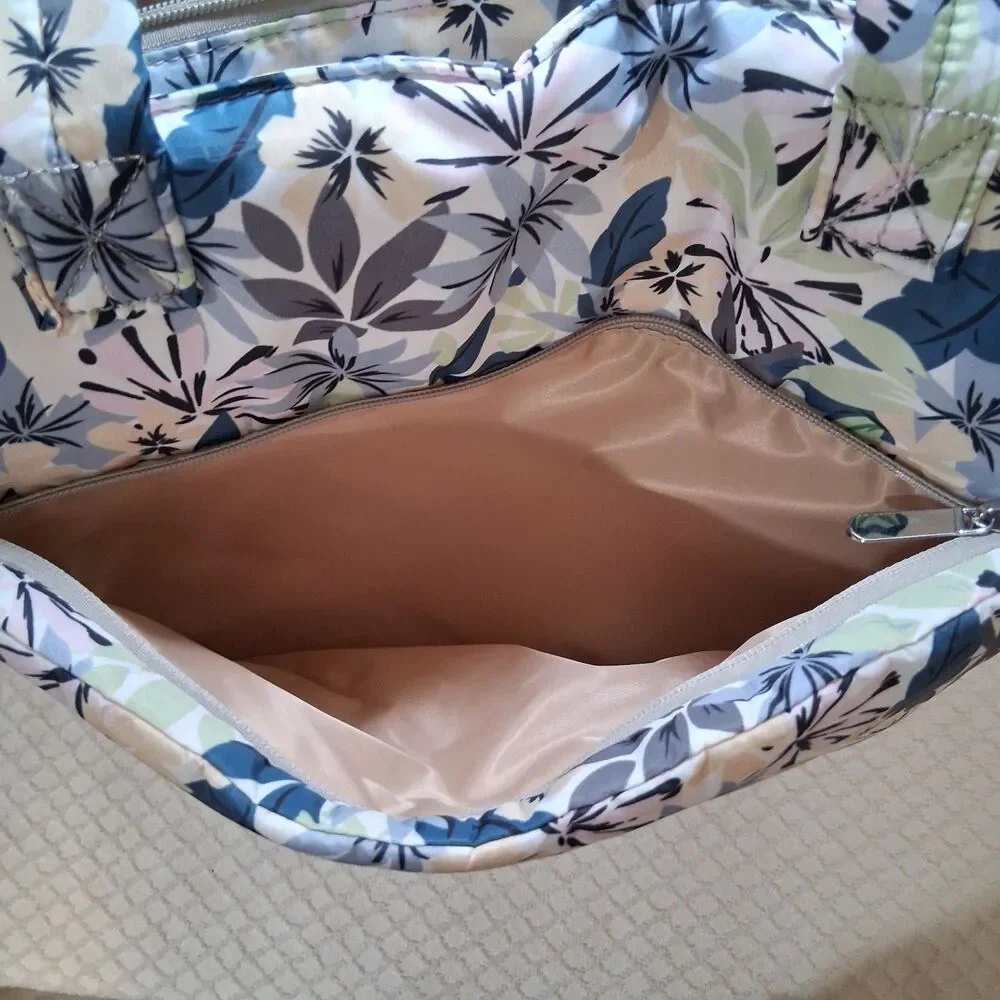 Baby Diaper Tote Bag Multi Strap Floral Neutral Bloomcore Quilted Soft Essential